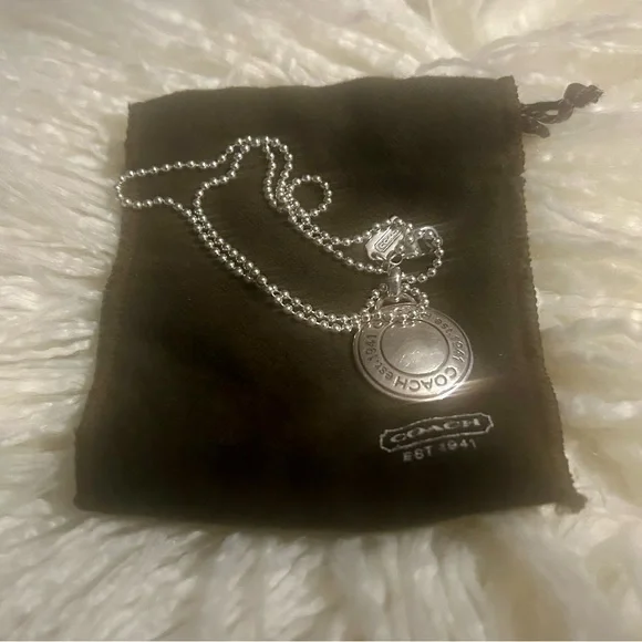 Coach Silver Engraved Pendant Necklace - Picture 2 of 5